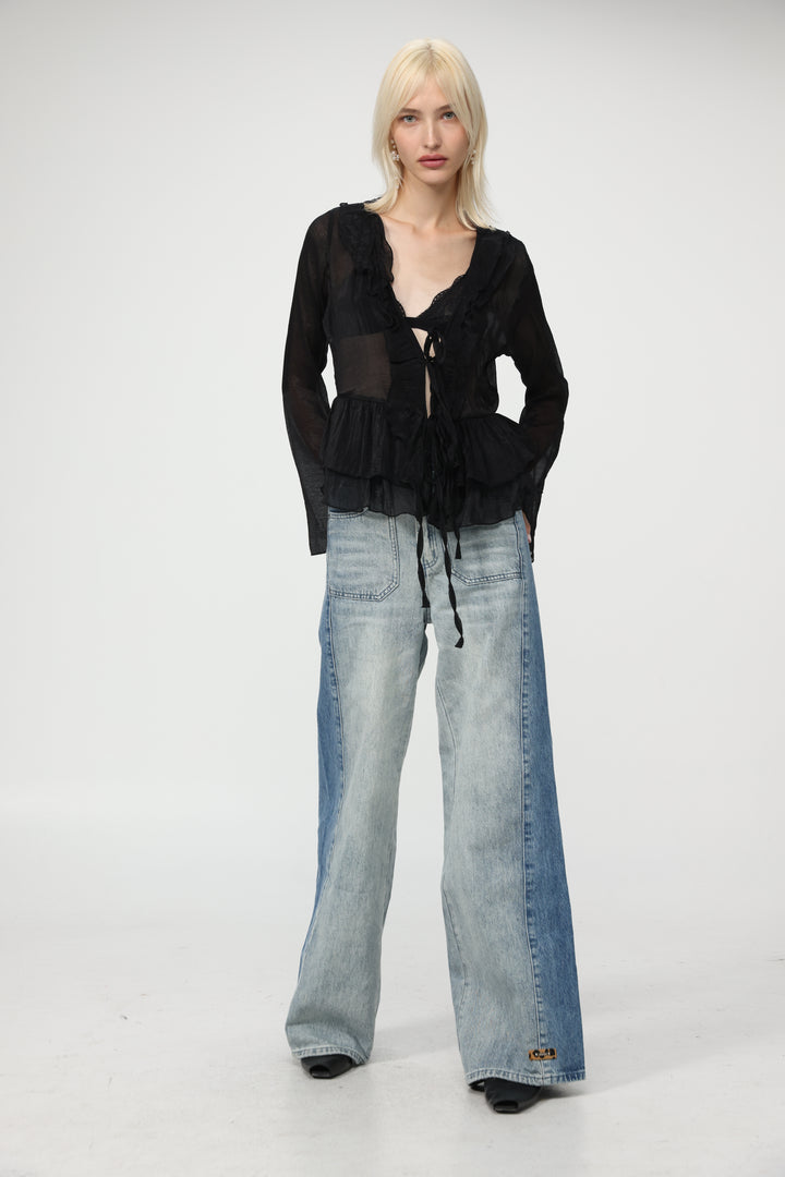Sheer Black Layered Blouse