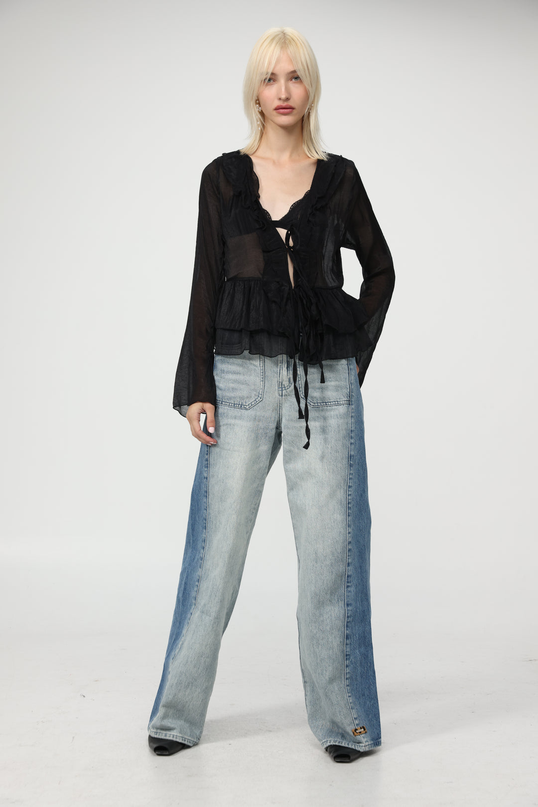 Sheer Black Layered Blouse
