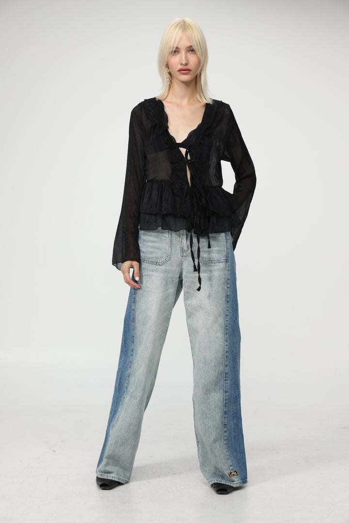 Sheer Black Layered Blouse