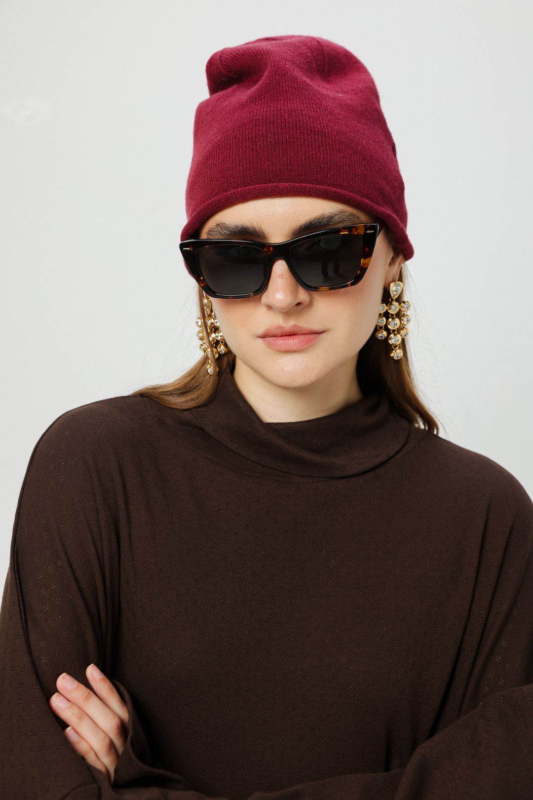 כובע מחמם בצבע יין אדום Wine Beanie