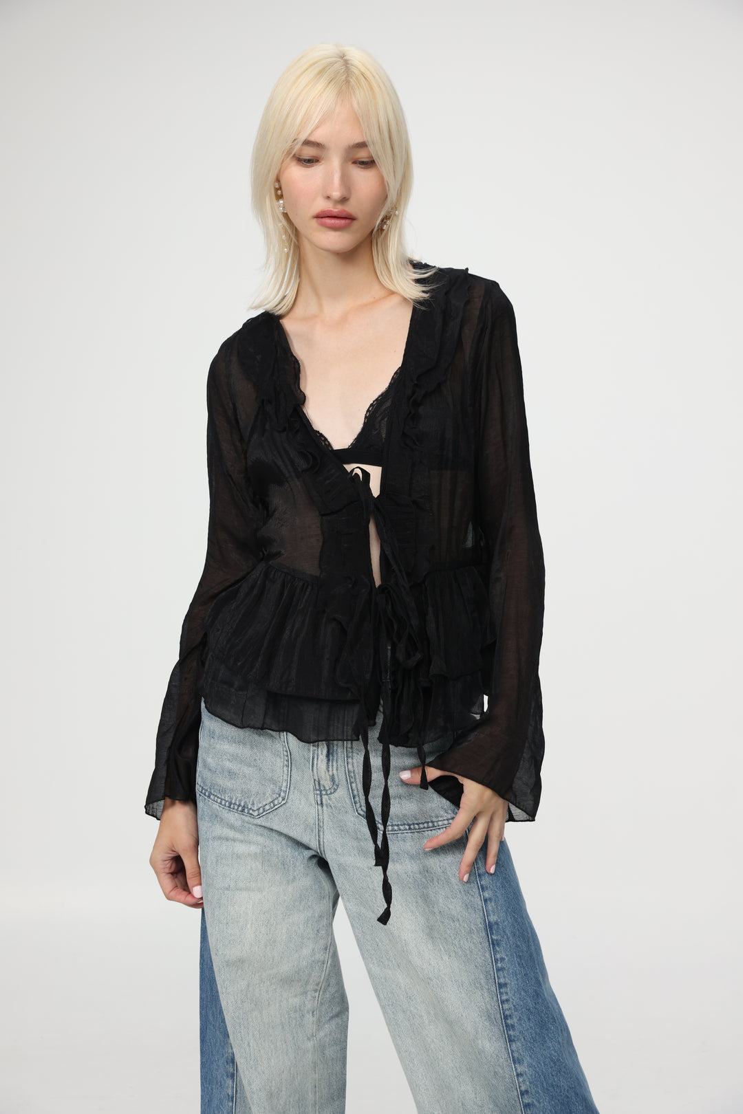 Sheer Black Layered Blouse