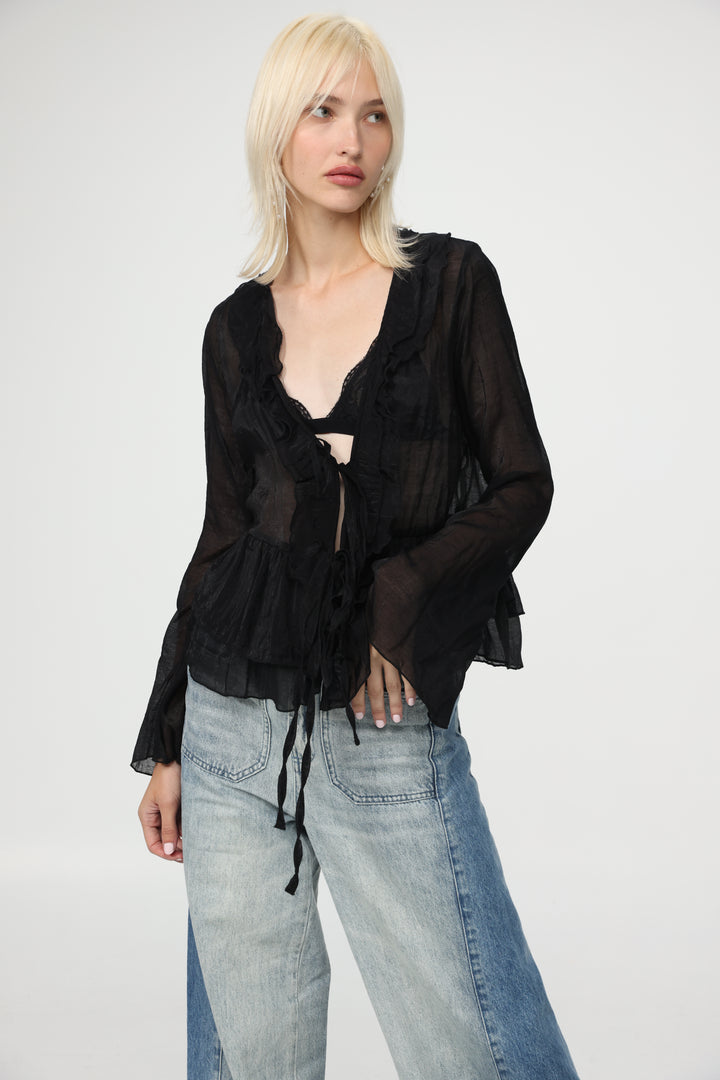 Sheer Black Layered Blouse