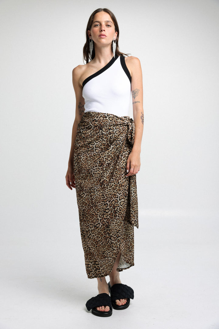 חצאית מנומרת ארוכה לנשים דגם EE Leopard Skirt 