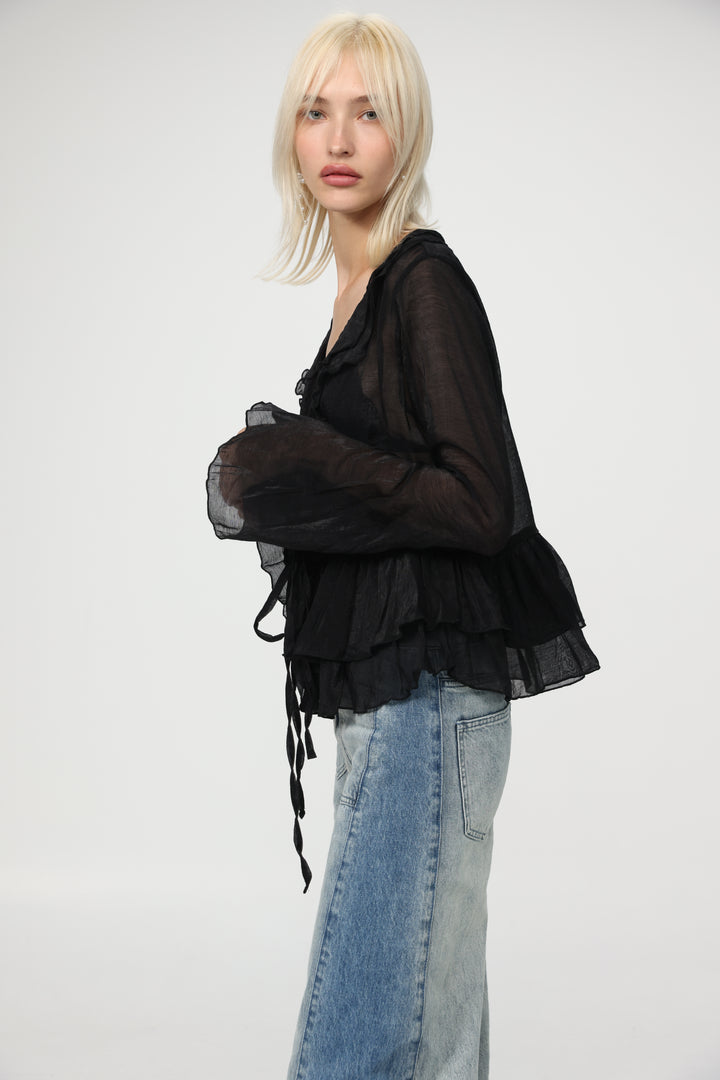 Sheer Black Layered Blouse