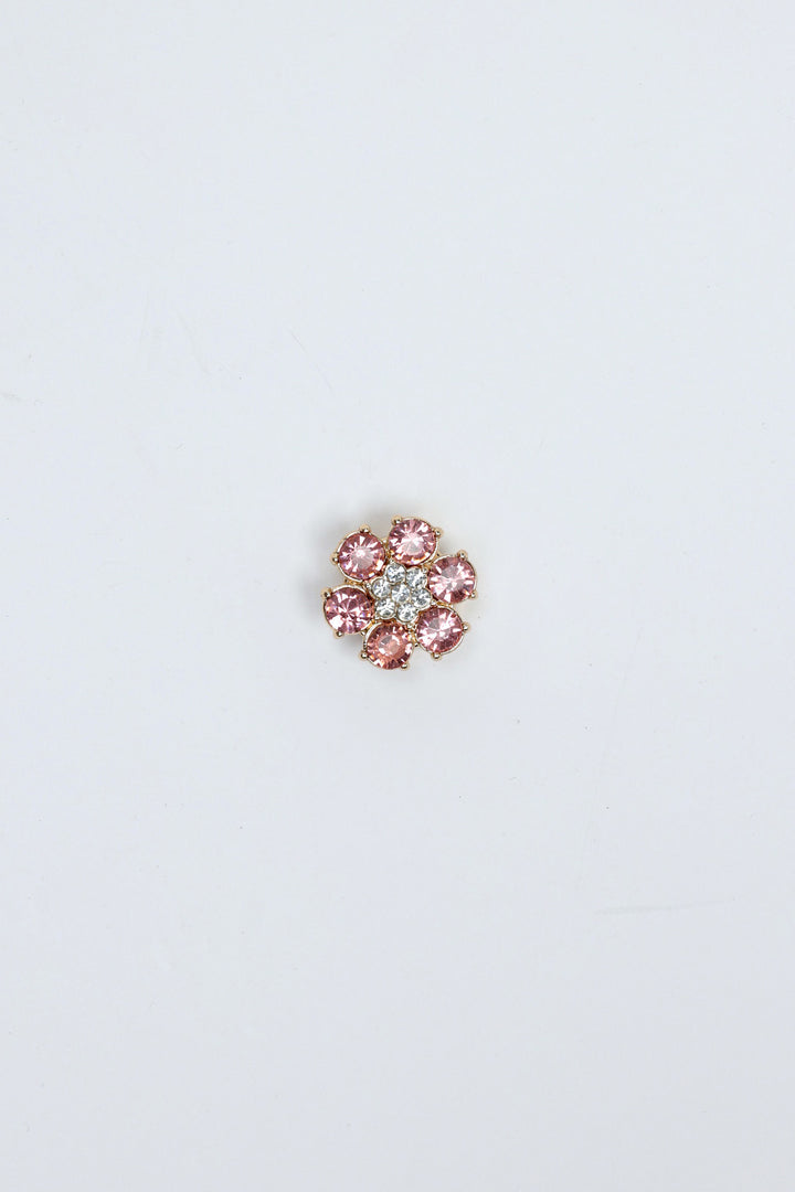 Pink Crystal Flower Button