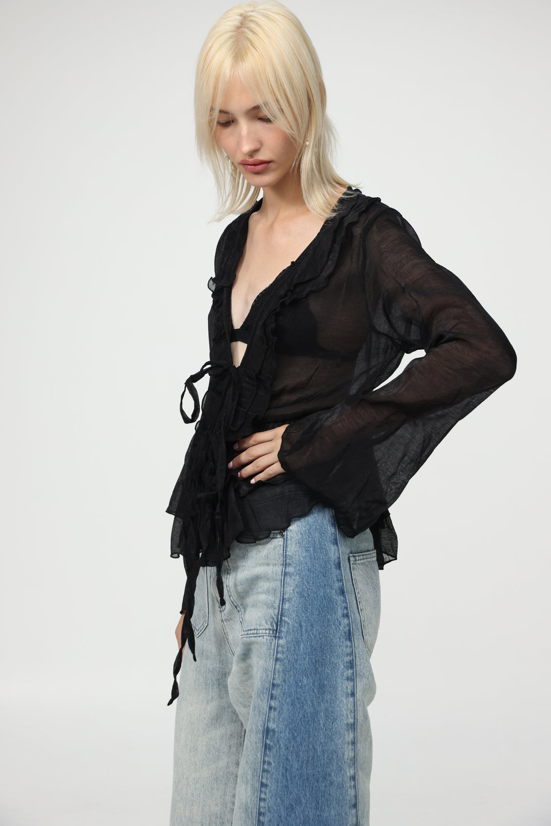 Sheer Black Layered Blouse