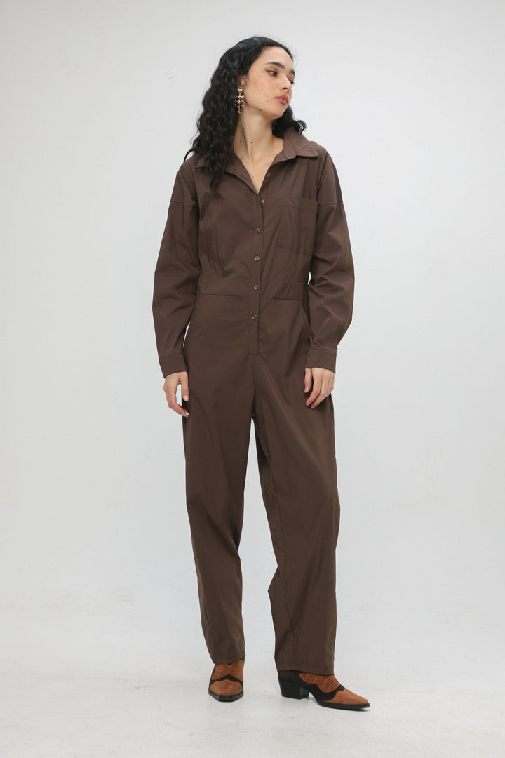 Shoreditch Brown Jumpsuit אוברול חום נשים