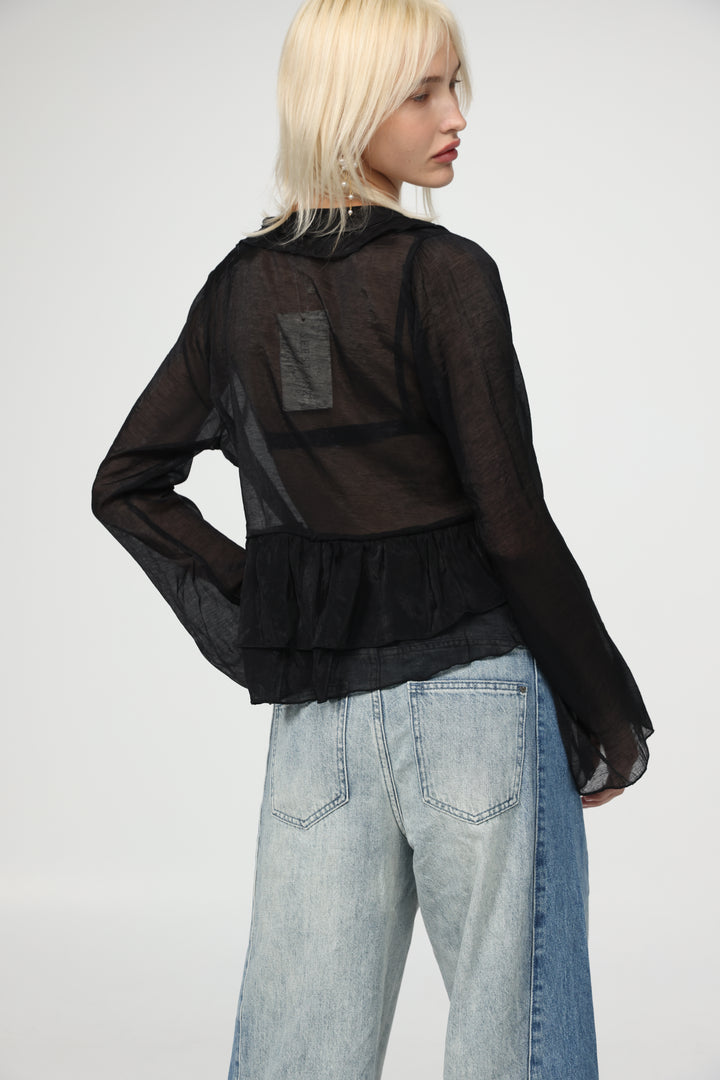 Sheer Black Layered Blouse