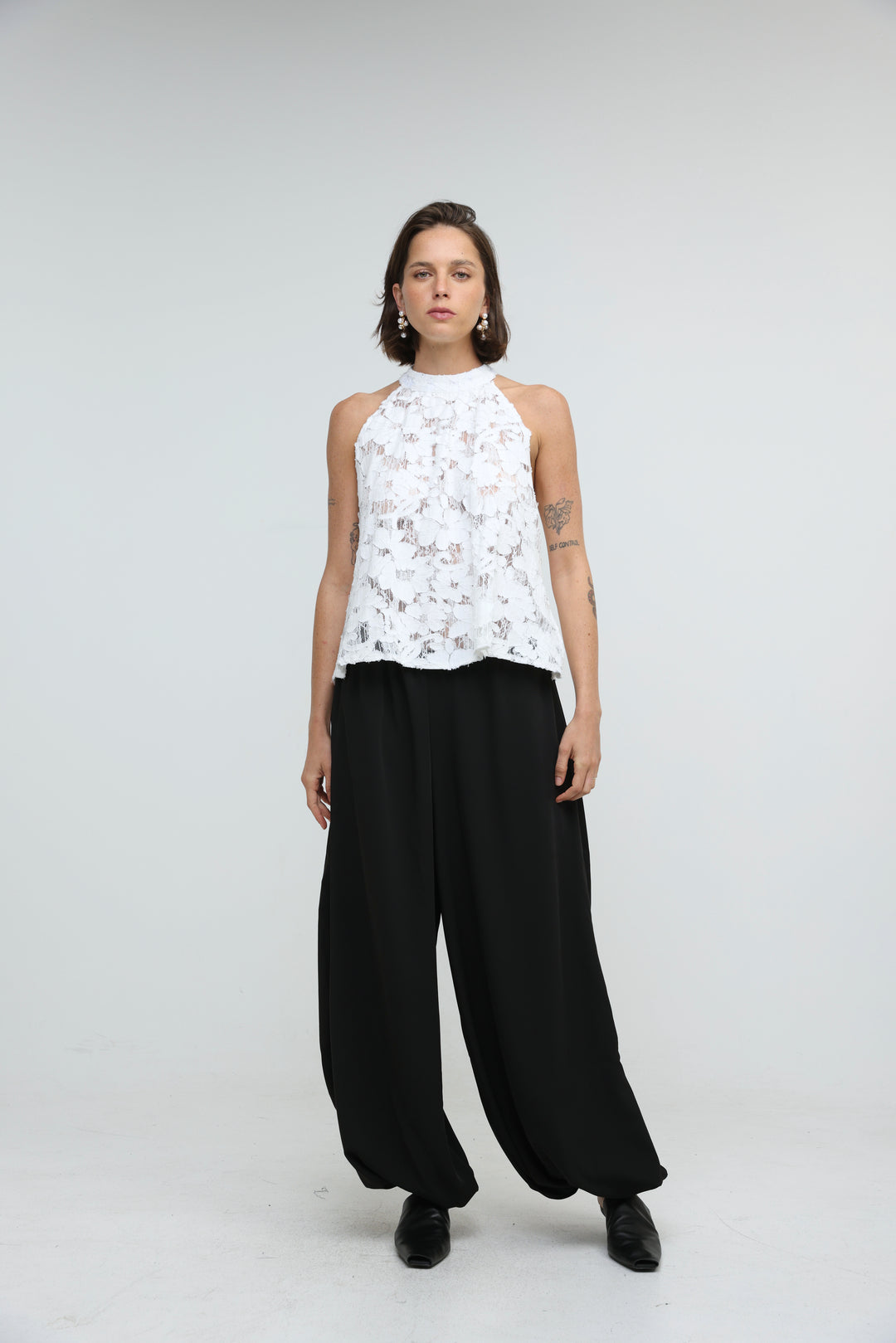 Floral Lace White Halter Top