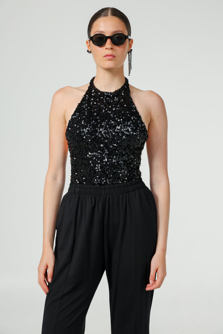 Grain Black Sequin Tank