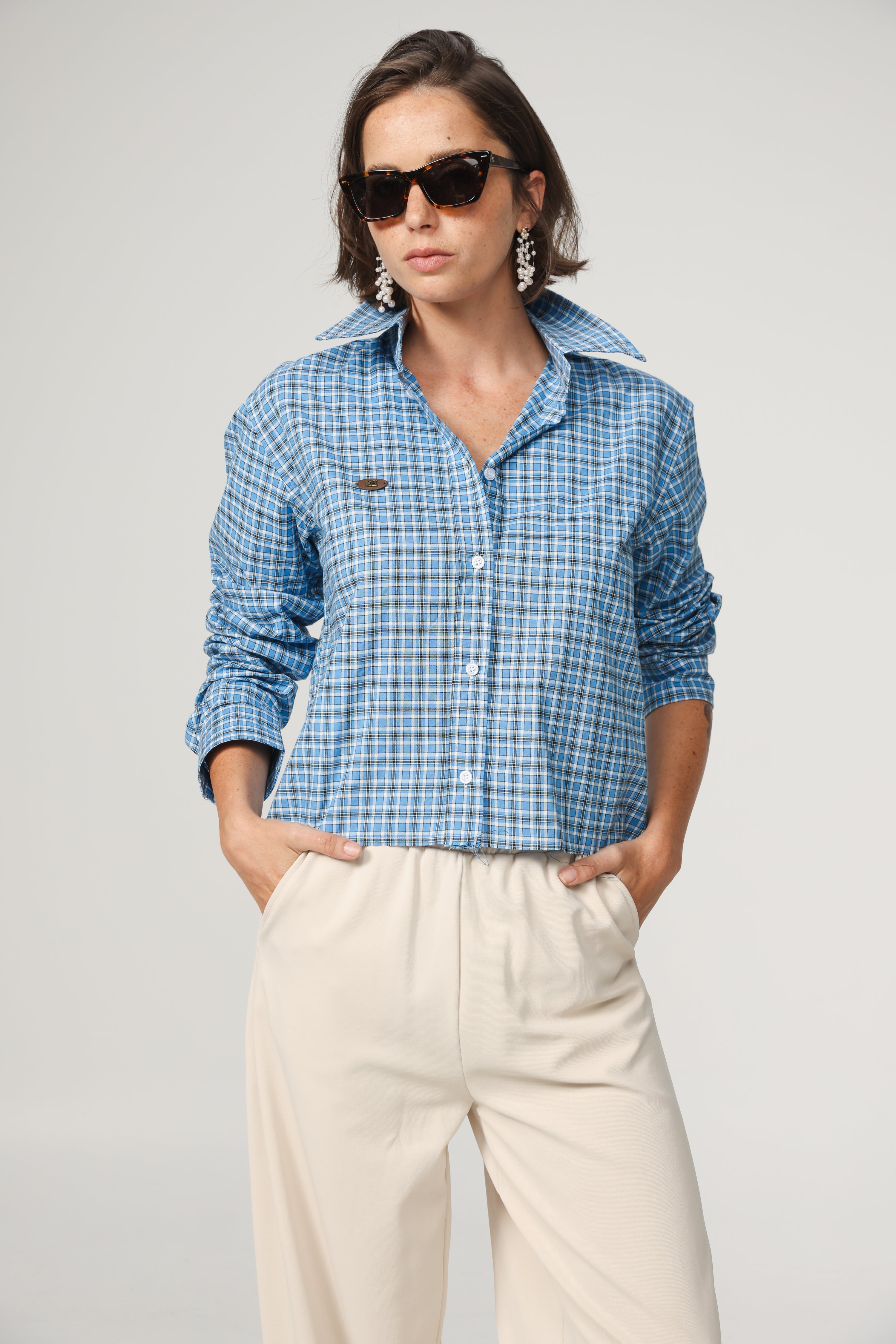パンツ holiday WASHED CHECK SHIRT PANTS Check Kokomo Pant - Black – Emma Mulholland on Holiday