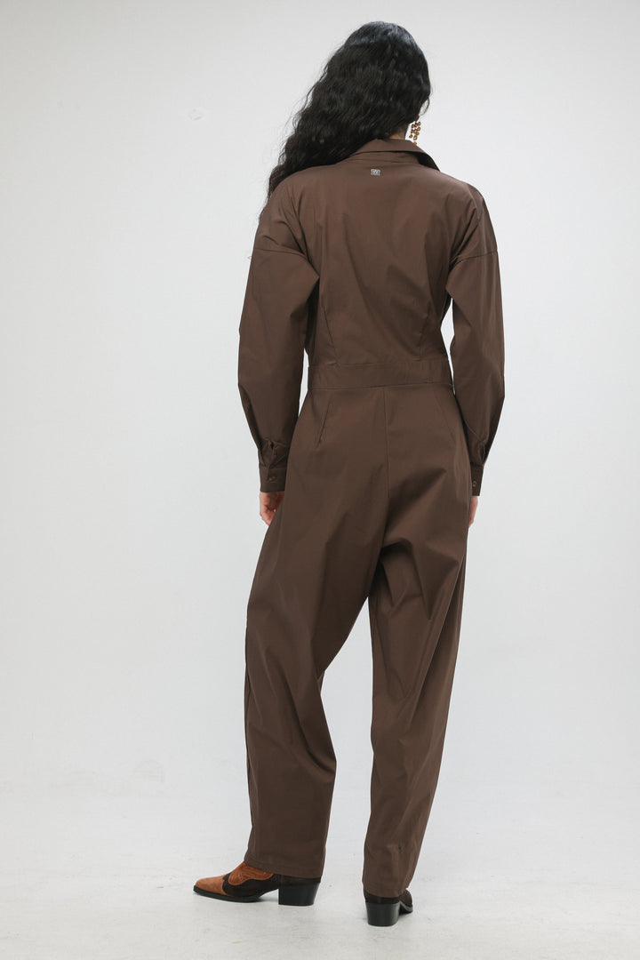 אוברול חום גב Shoreditch Brown Jumpsuit