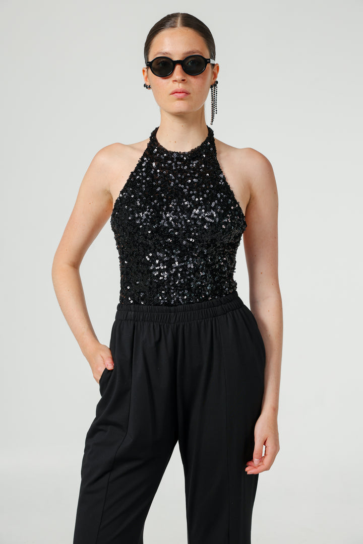 Grain Black Sequin Tank
