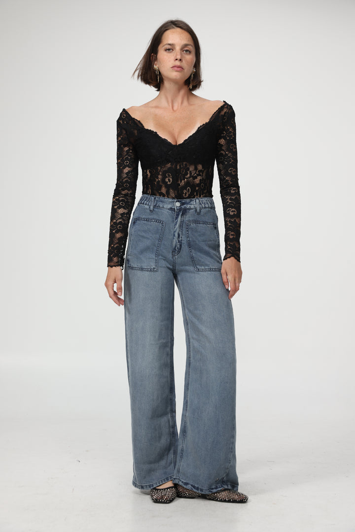 Phase Black Lace Bodysuit