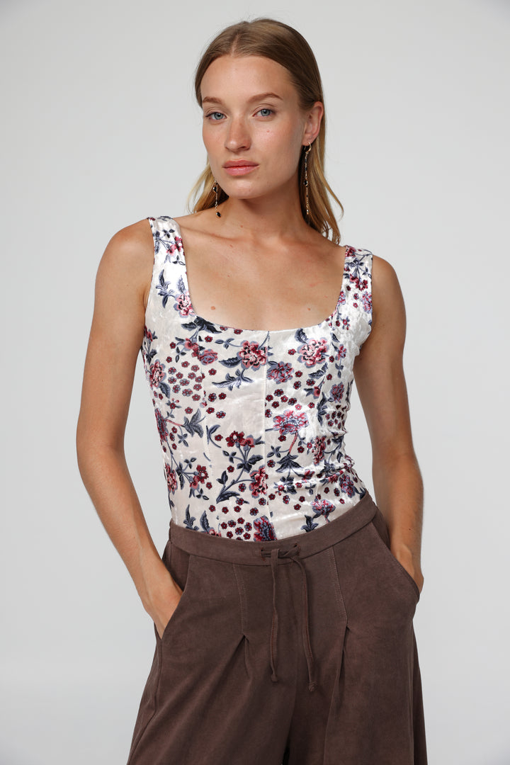 Corset Floral Velvet Tank