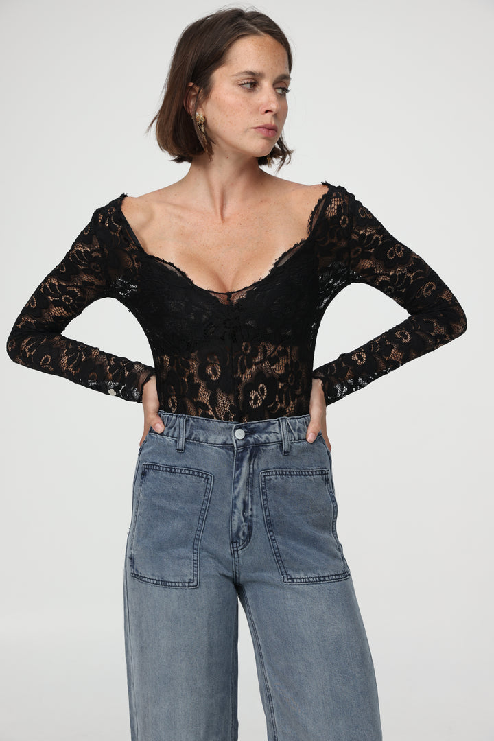 Phase Black Lace Bodysuit