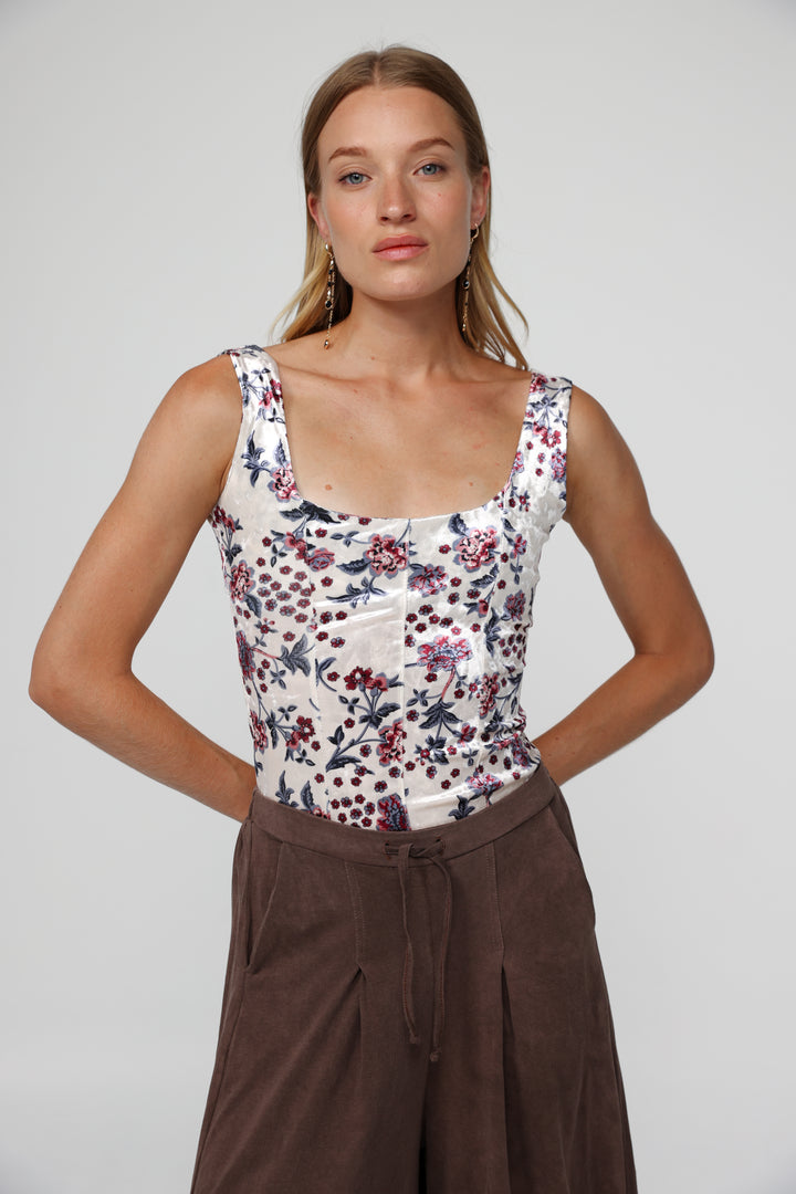 Corset Floral Velvet Tank
