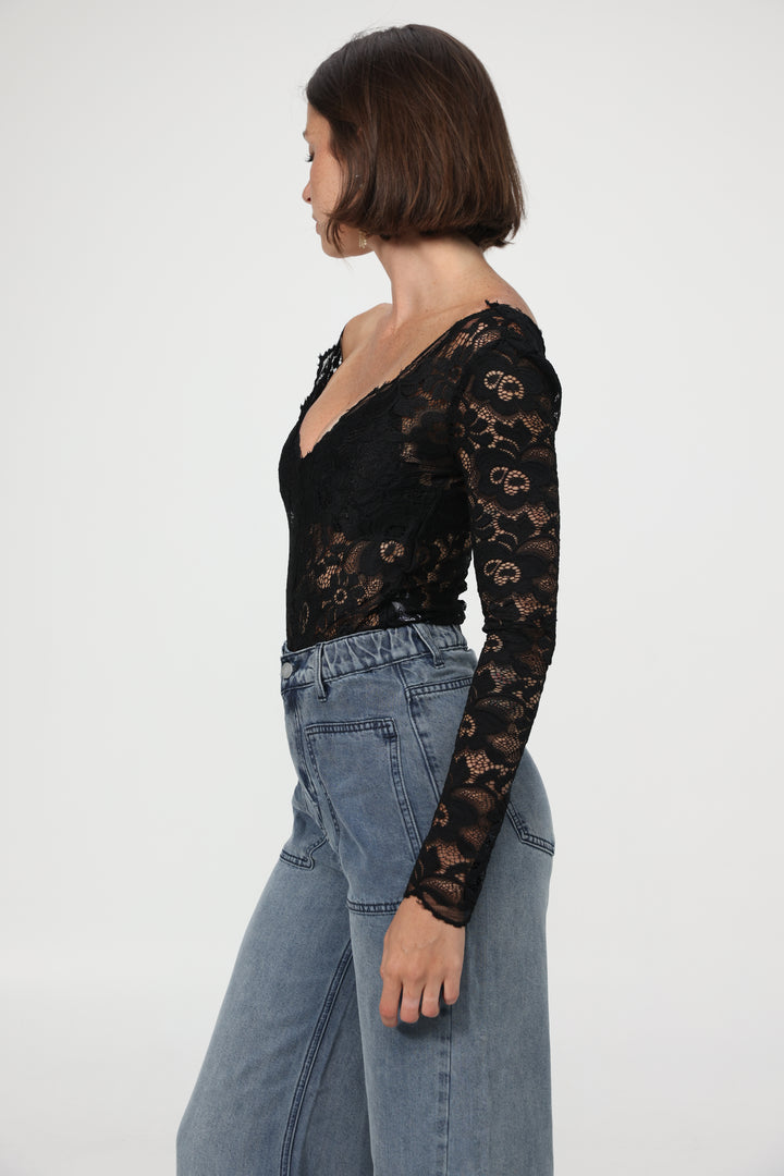 Phase Black Lace Bodysuit