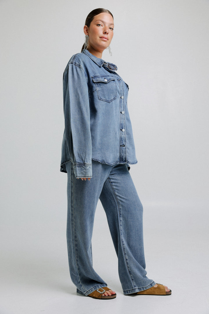 Light Denim Wide Bottoms