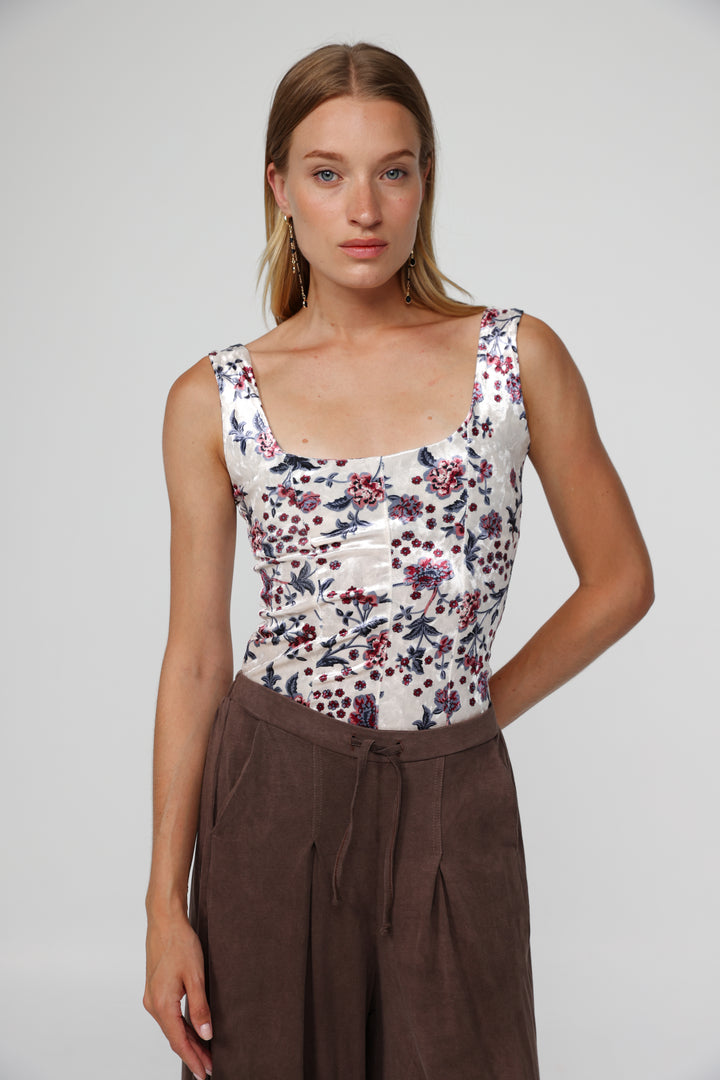 Corset Floral Velvet Tank