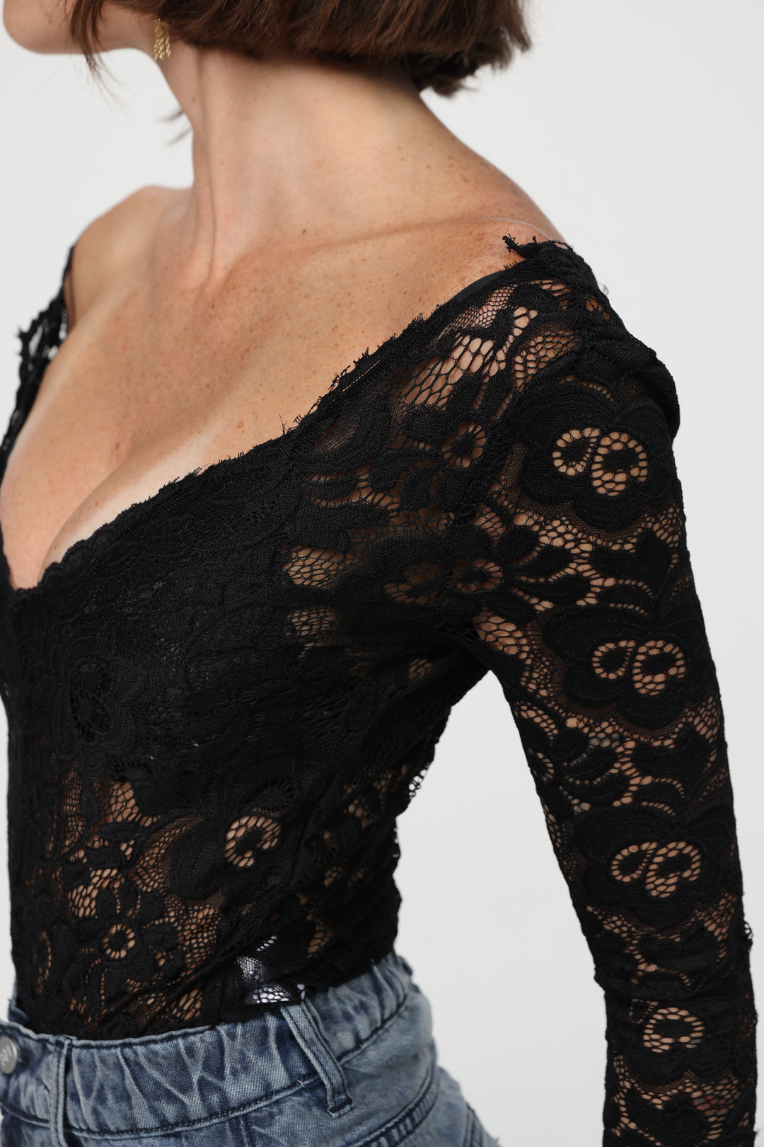 Phase Black Lace Bodysuit