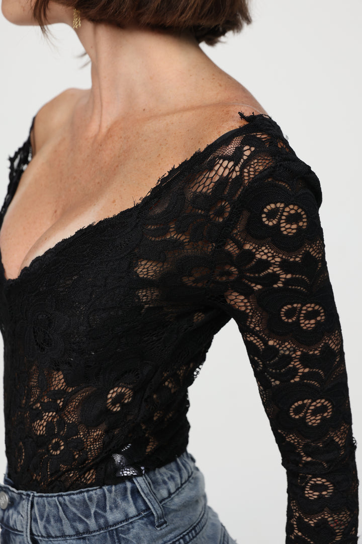 Phase Black Lace Bodysuit