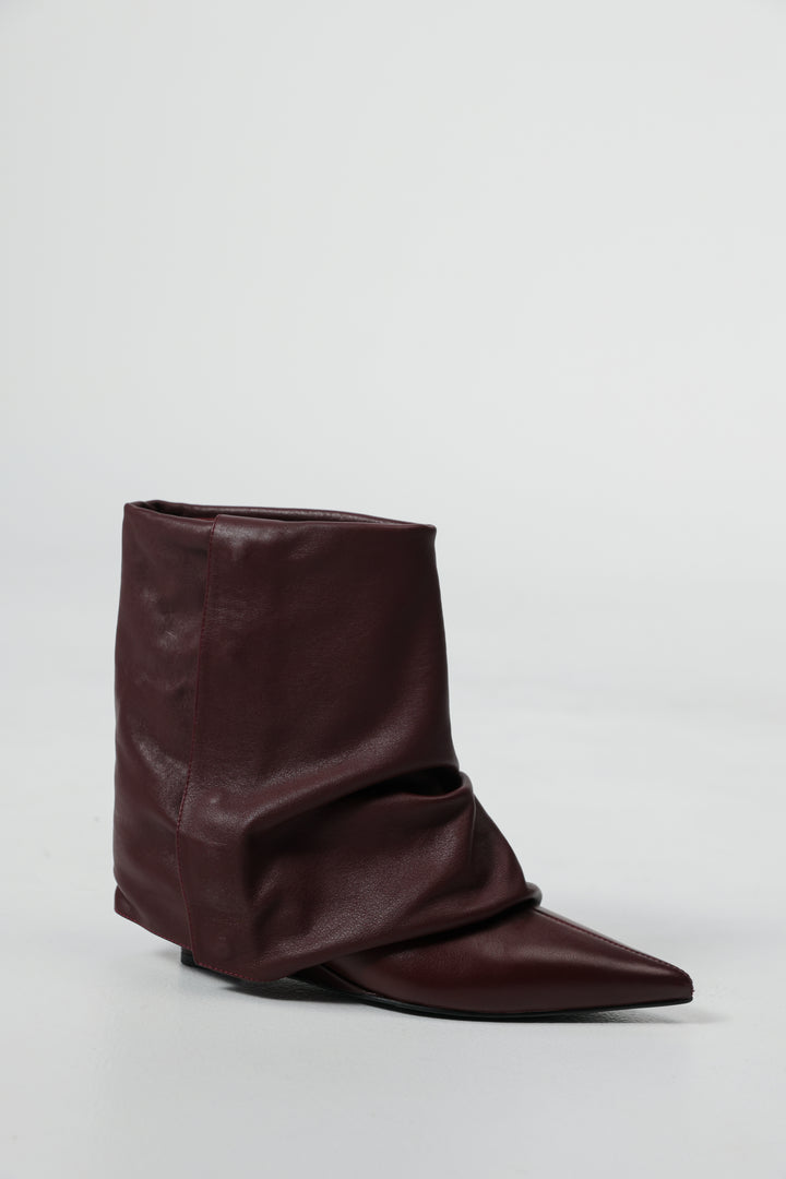 Wine Leather Boots מגפי עור חום יין