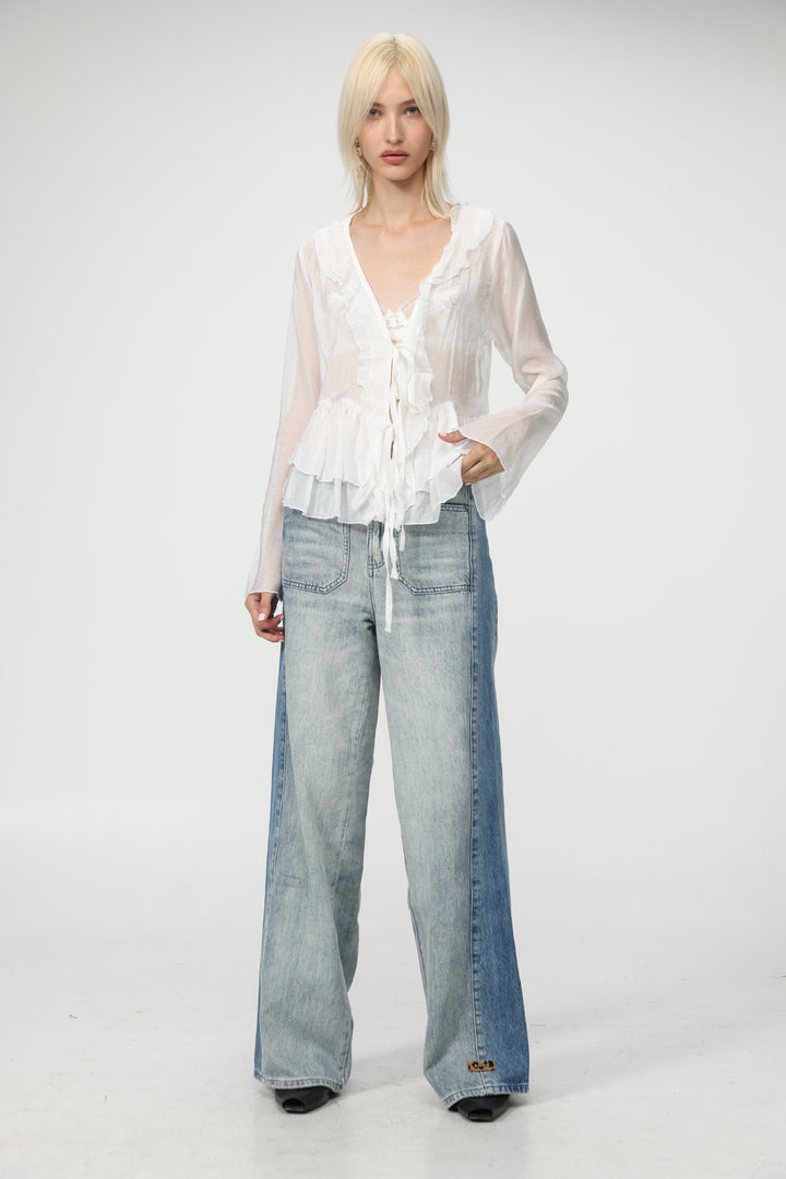 Sheer Cream Layered Blouse