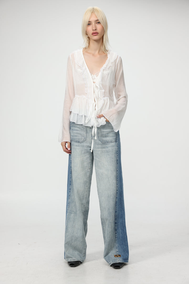 Sheer Cream Layered Blouse