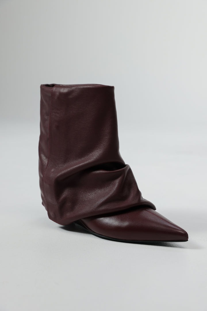 מגף חום 100% עור Wine Leather Boots