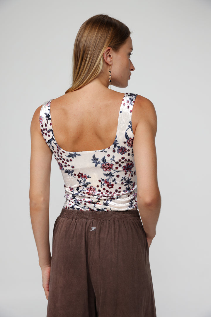 Corset Floral Velvet Tank