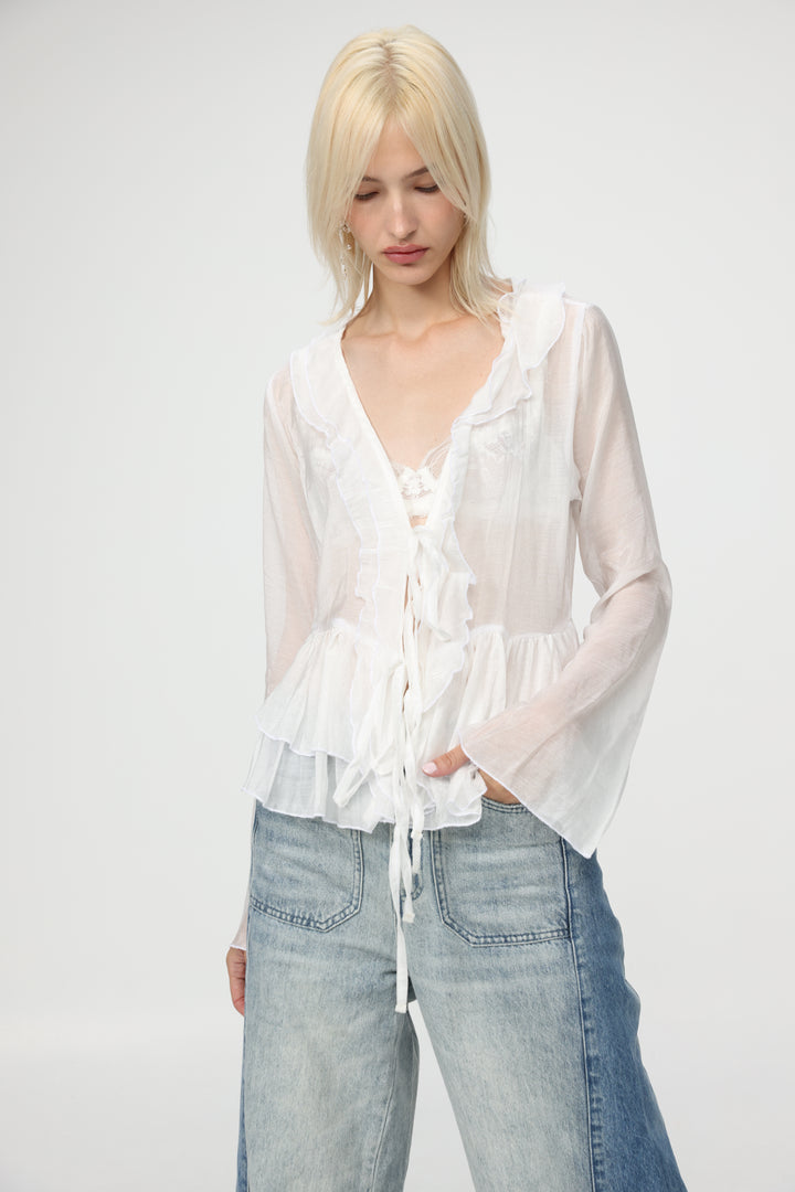 Sheer Cream Layered Blouse