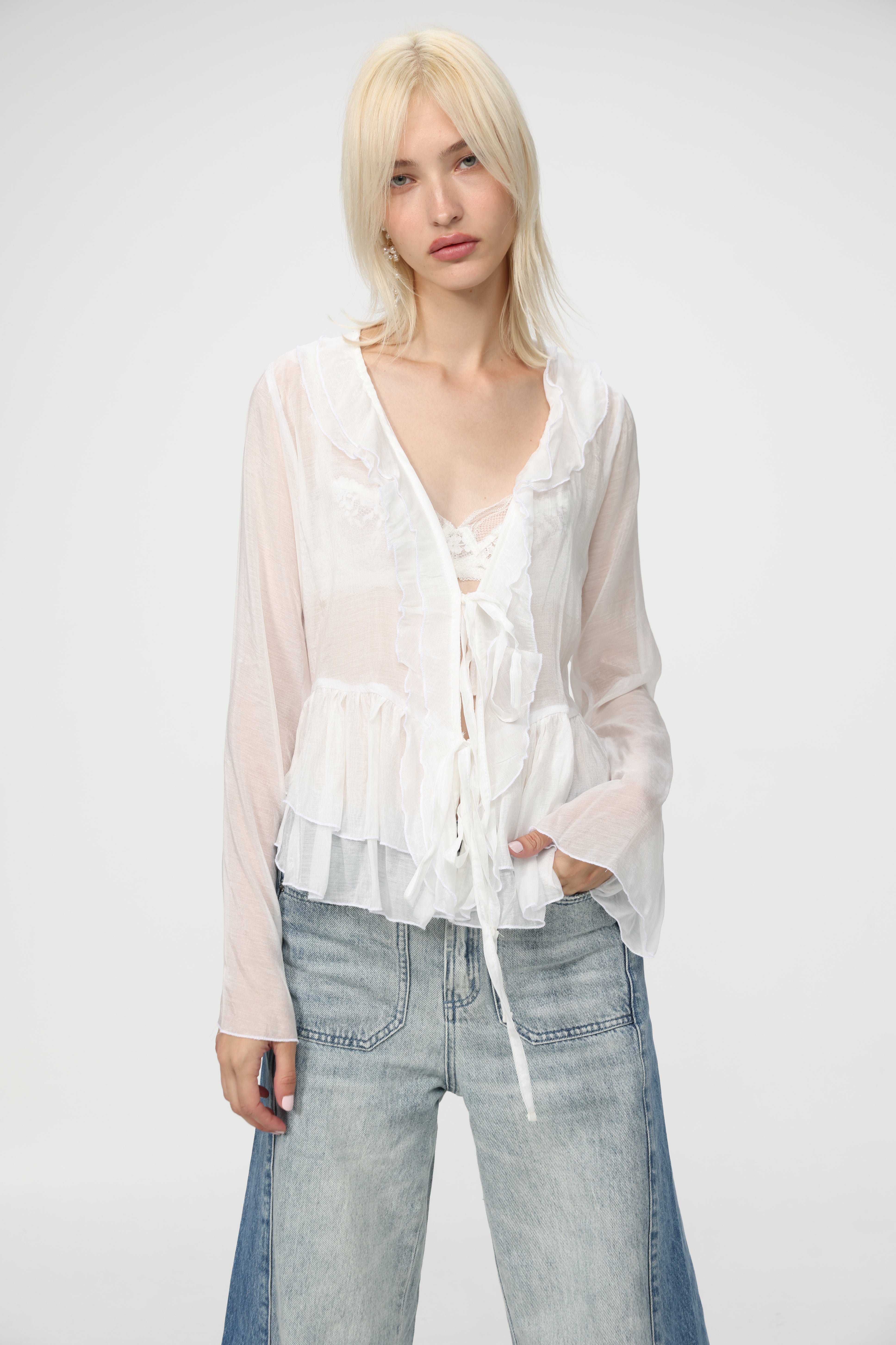 Sheer Cream Layered Blouse – SEESTARZ