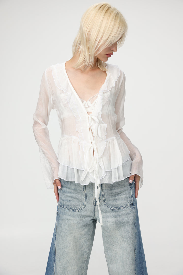 Sheer Cream Layered Blouse