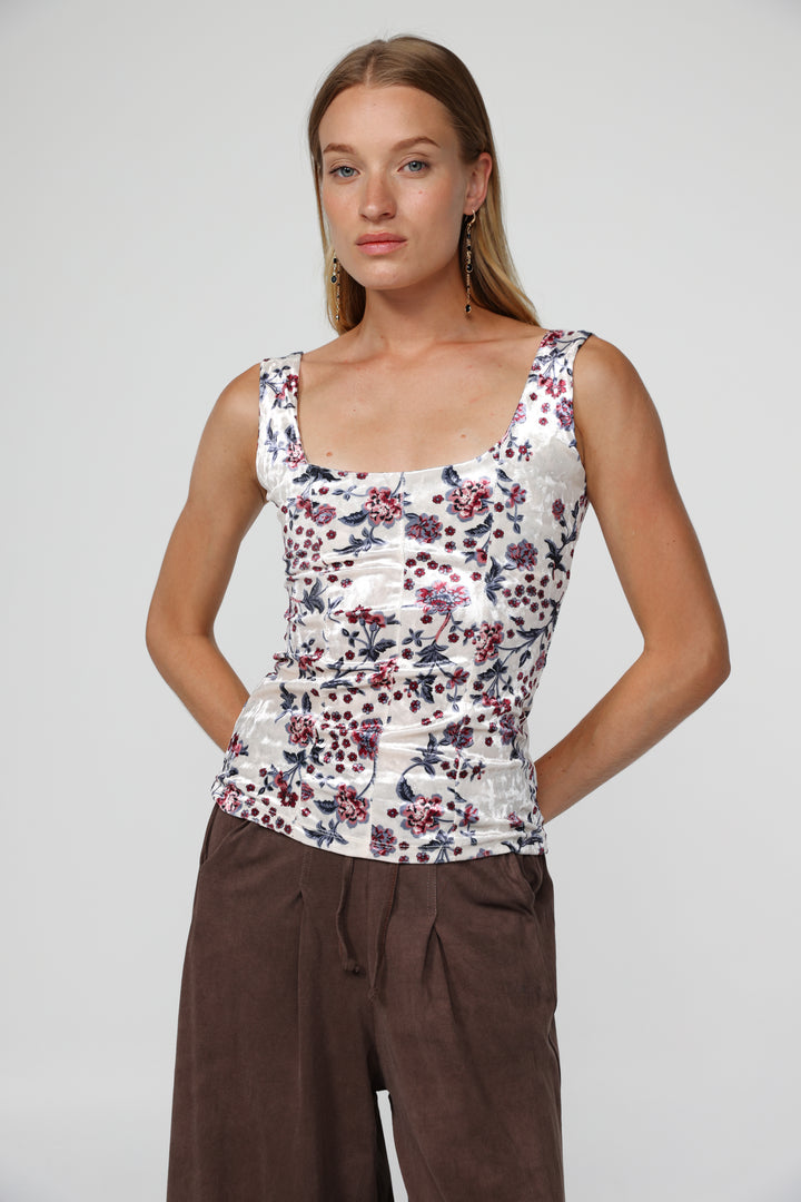 Corset Floral Velvet Tank