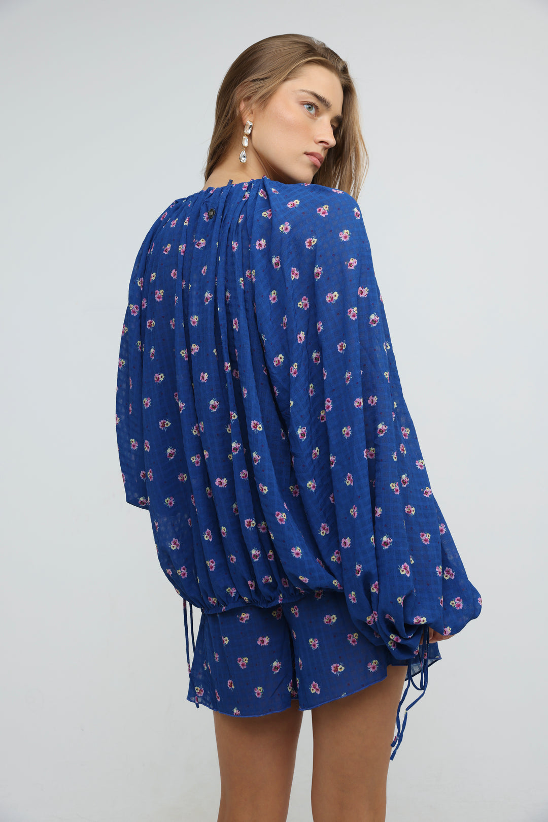Blue Floral Tie-Front Set