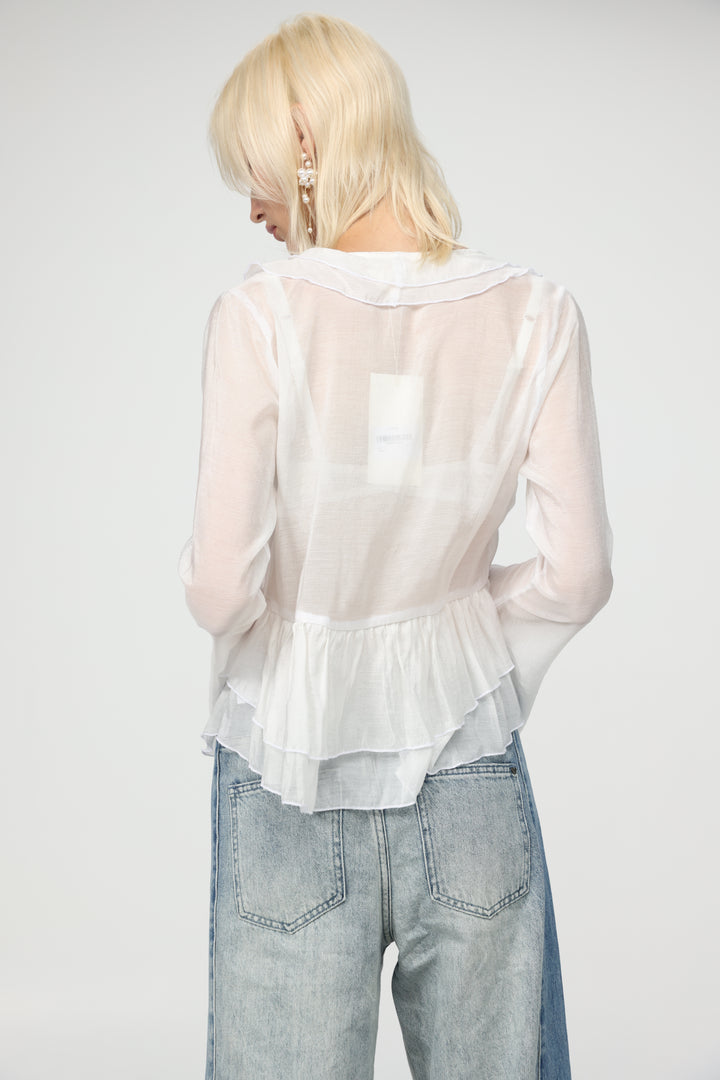 Sheer Cream Layered Blouse