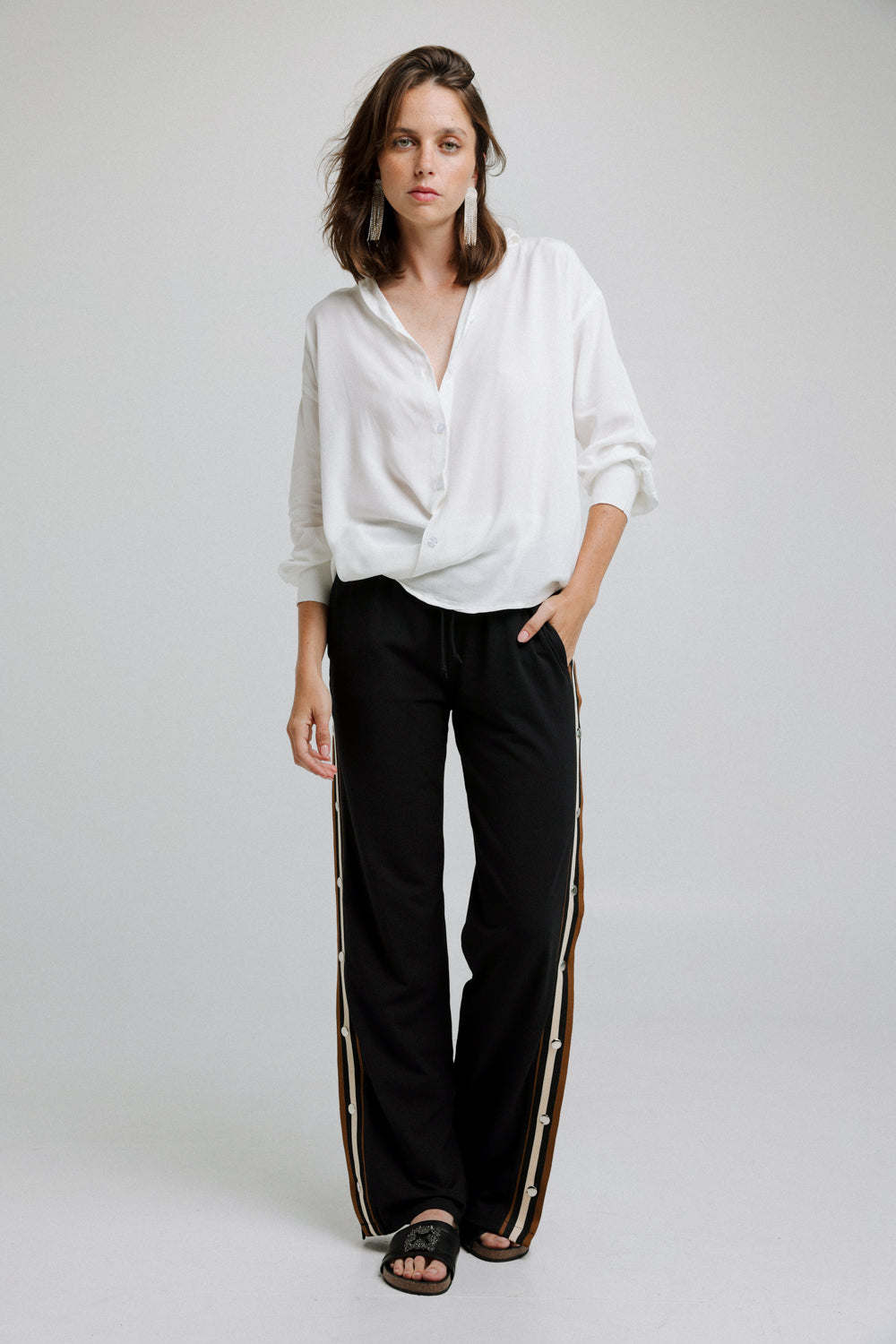 Popper Black Striped Joggers