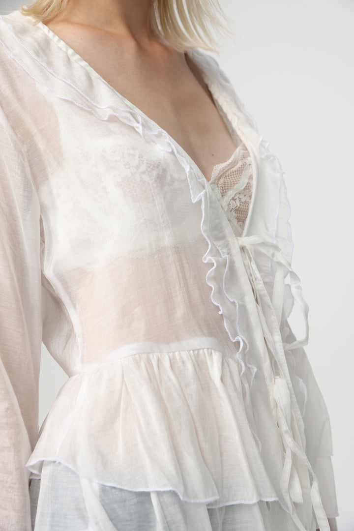 Sheer Cream Layered Blouse