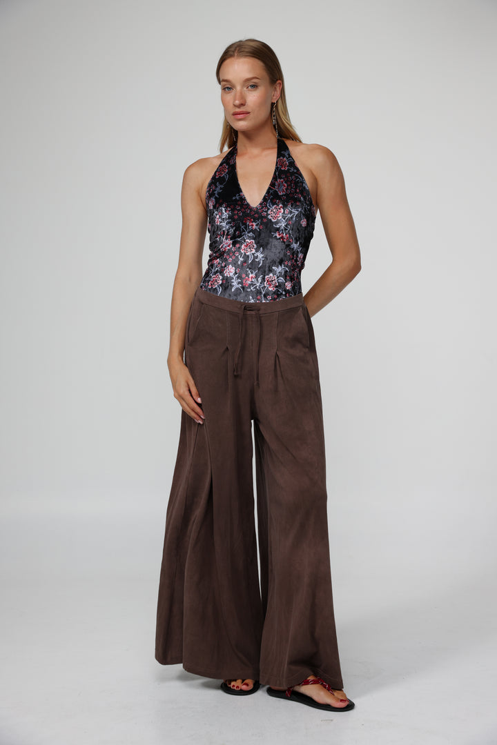 Note Floral Velvet Bodysuit