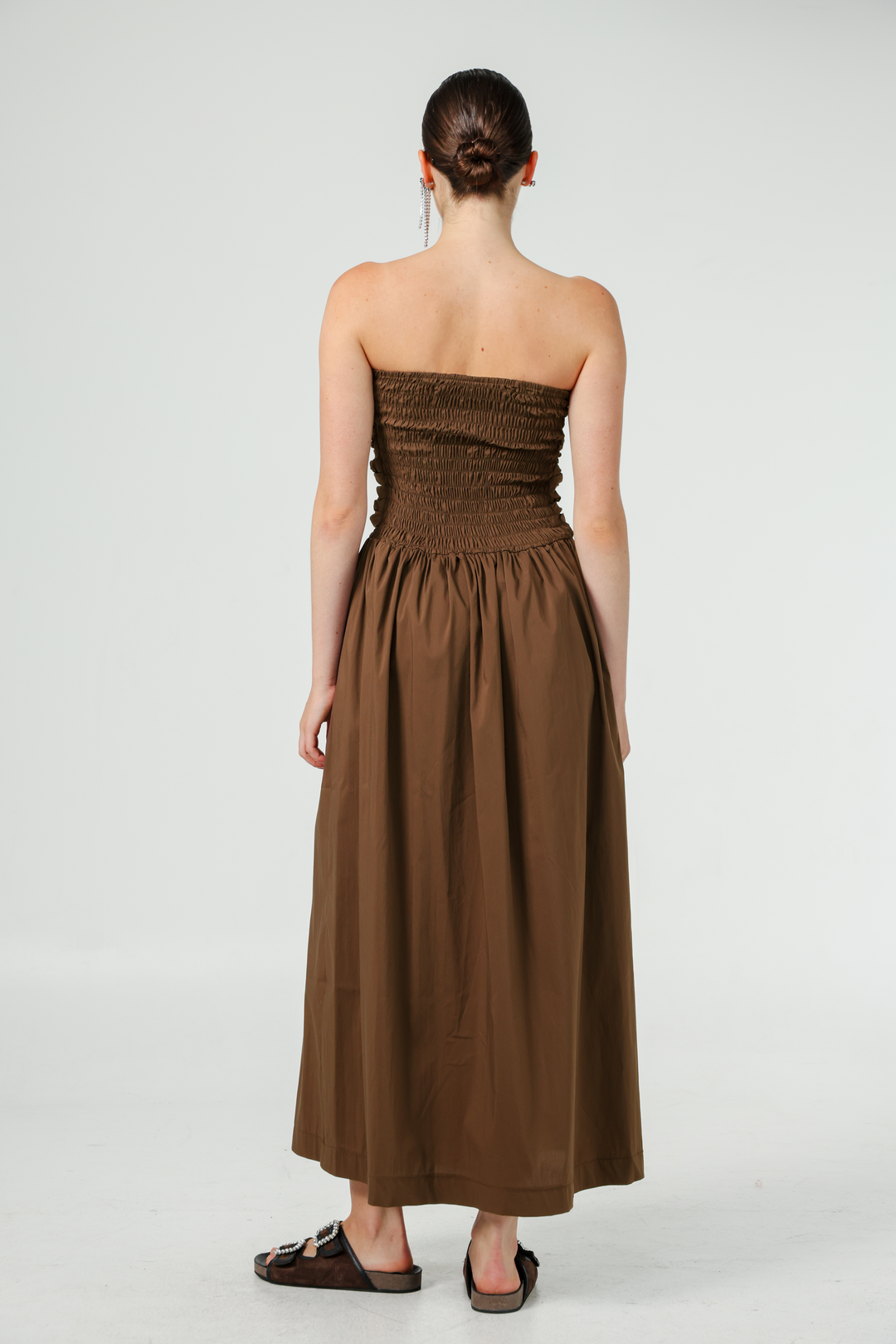 Listen Brown Strapless Dress