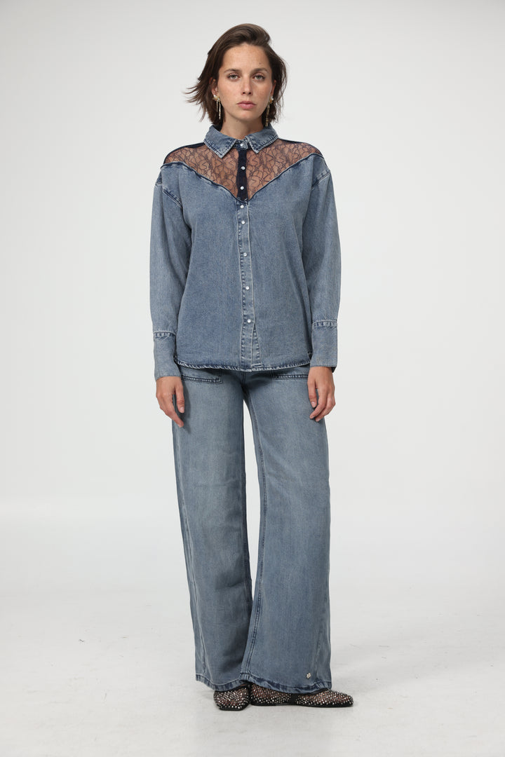 Reorganized Light Blue Soft Denim Shirt