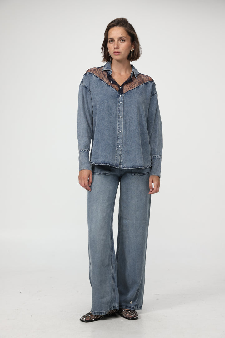 Reorganized Light Blue Soft Denim Shirt
