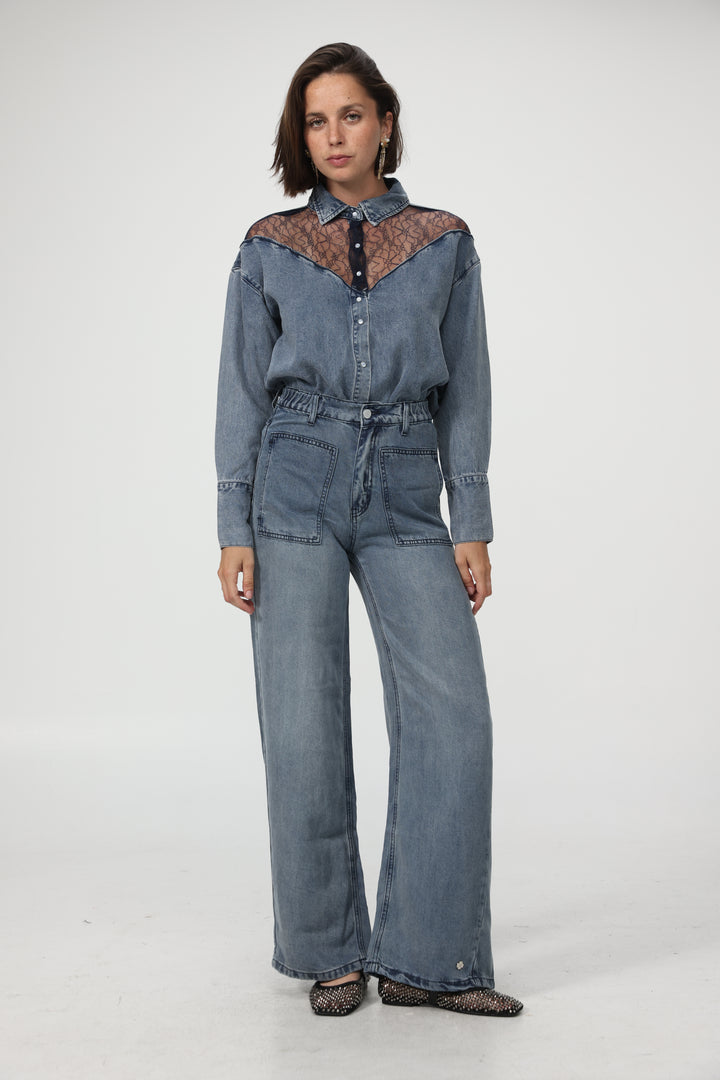 Reorganized Light Blue Soft Denim Shirt