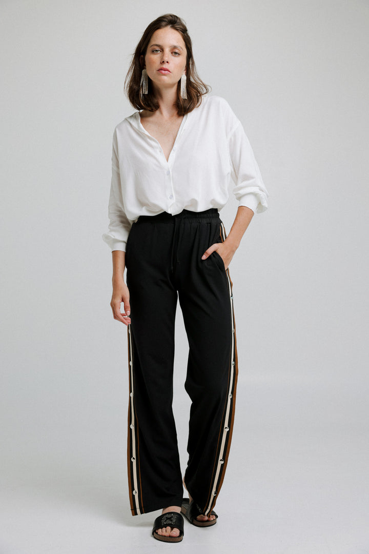 Popper Black Striped Joggers