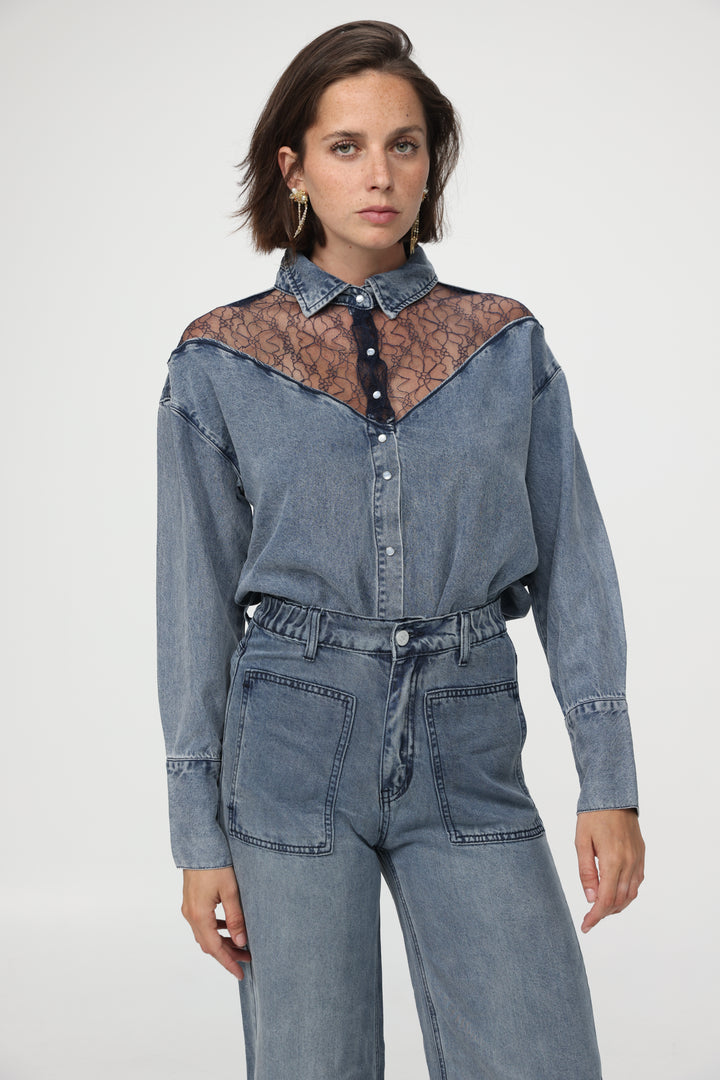 Reorganized Light Blue Soft Denim Shirt
