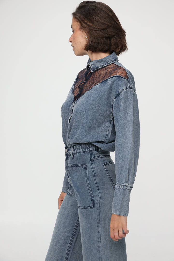 Reorganized Light Blue Soft Denim Shirt