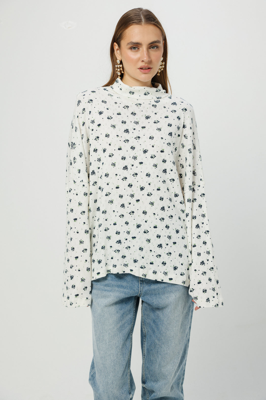 Wanted Blue Floral Jumper