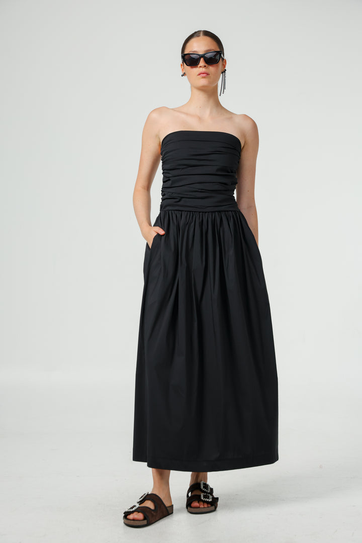 Listen Black Strapless Dress