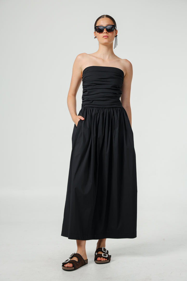 Listen Black Strapless Dress